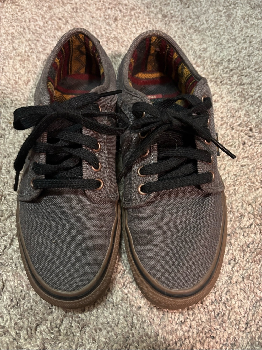 Men's Gray Canvas Lace-Up Vans Skate Shoes